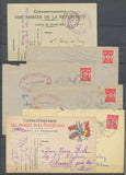 Lot de 11 Enveloppes et cartes postales Franchise Militaire. TB  N3952