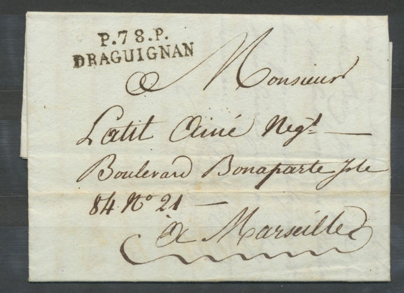 1804 An 13, le 3 Frimaire lettre avec marque P78P DRAGUIGNAN VAR(78)  Sup. N3958