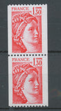 Type Sabine Paire verticale N°2063 + N°2063a N° rouge au verso Y2063aA
