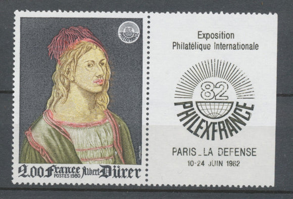 Philexfrance'82. Exposition philatélique internationale. Autoportrait, d'Albrecht Dürer (1471-1528)  2f. Y2090a