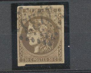 1870 FRANCE N°47 30c brun obl. Losange GC Cote 250€ A1196