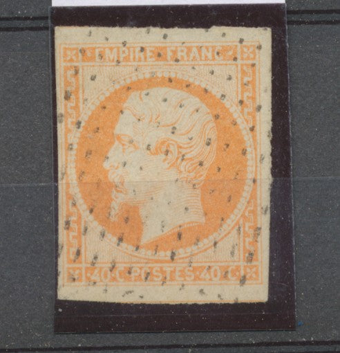 Second Empire Napoléon N°16 40c orange oblitéré pointillés. TB. A1223
