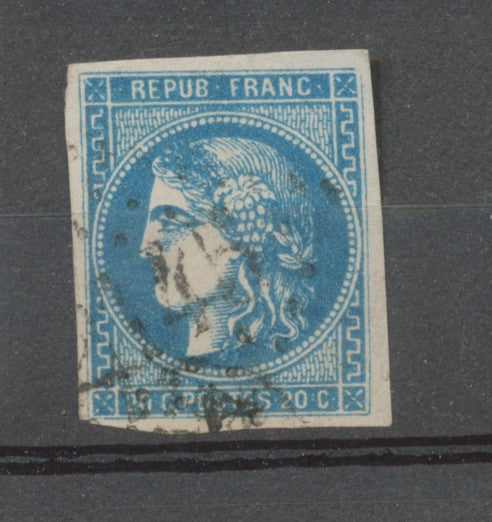 Timbre BORDEAUX N°46B 20c bleu TB. Cote 25€. A2011