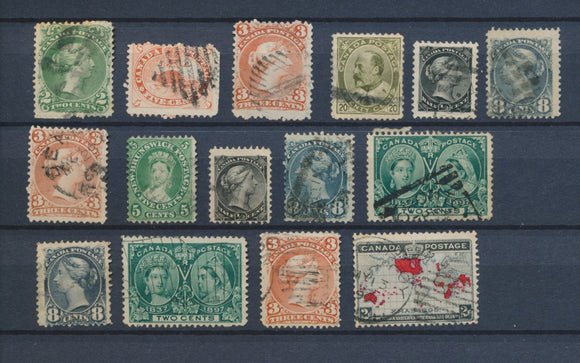 CANADA : Lot of 15 very old Stamps . Good used stamps High CV$420 A2057