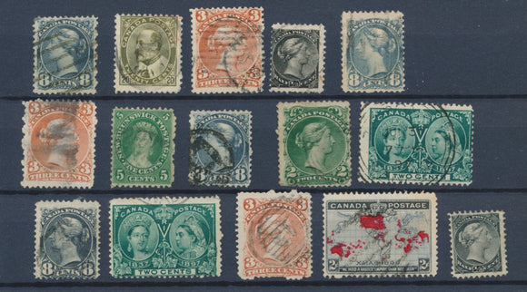 CANADA : Lot of 15 very old Stamps . Good used stamps High CV$400 A2064