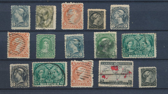 CANADA : Lot of 15 very old Stamps . Good used stamps High CV$400 A2069
