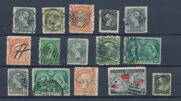 CANADA : Lot of 15 very old Stamps . Good used stamps High CV$400 A2070