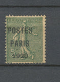 France préoblitérés N°25 15c vert olive POSTES PARIS 1920 Signé Calves TB AA160