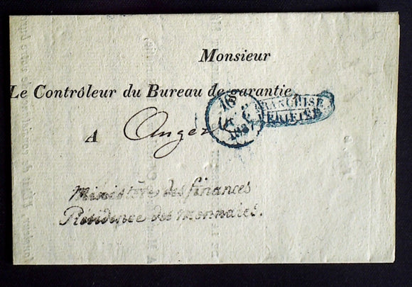 1837 France lettre Franchise Ministre des finances Résidence des monnaies AA37