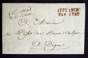 1831 France lettre Franchise Ministere de la Guerre en Noir AA44