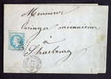 1868 France lettre GC3465 sur N°29 CàD t.15 Gare de Schlestadt 67 sans () AA51