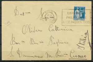 Lettre Nice flamme Expo Phil. NICE PAQUES 1935 RR C1635