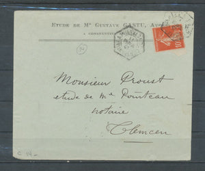 1911 Lettre Cachet hexagonal CONSTANTINE A. Indice 14. C415