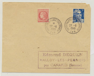 1948 lettre Obl. Expo Phil. COULOMMIERS S&M C429