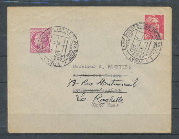 1947 LYON Expo Philatélique de COINS DATES C448