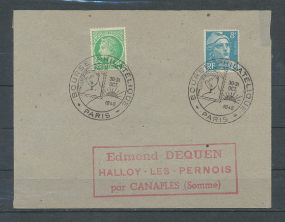 1948 lettre Obl. temp. bourse Philat. PARIS C508