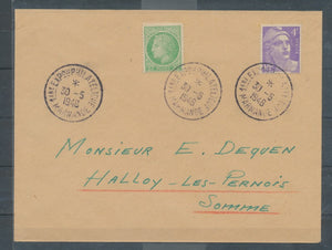 1948 lettre Obl. 1ère Expo. philatélique MARMANDE C514