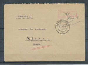 1947 SARRE Lettre griffe Taxe perçue. RARE. C944