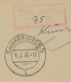 1947 SARRE Lettre griffe Taxe perçue. RARE. C944