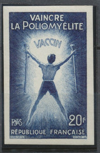 1959 France N°1224a, 20f. bleu foncé Non dentelé Neuf luxe** COTE 35€ D1461