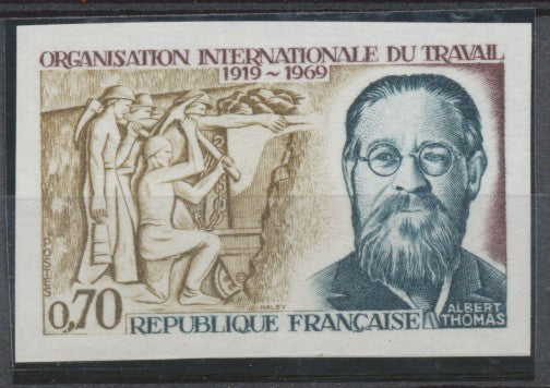 1969 France N°1600a, Albert Thomas Non dentelé Neuf luxe** COTE 40€ D1686