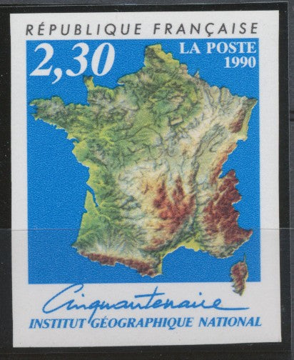 1990 France N°2662a 2f.30 multicolore Non dentelé Neuf luxe** COTE 28€ D2224