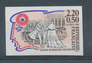 1989 France N°2566, Vicomte de Noailles Non dentelé Neuf luxe** D2940