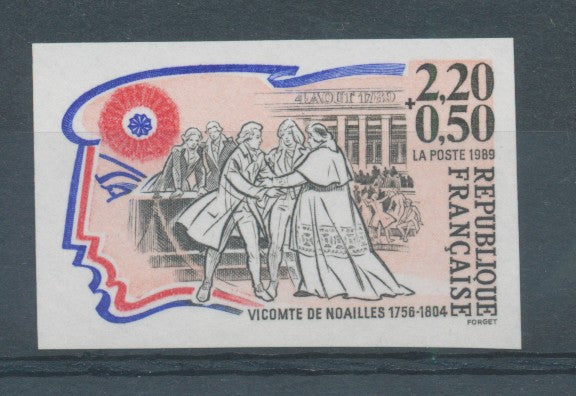 1989 France N°2566, Vicomte de Noailles Non dentelé Neuf luxe** D2940