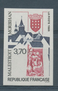 1989 France N°2588, 3f.70 rouge et noir Non dentelé Neuf luxe** D2944
