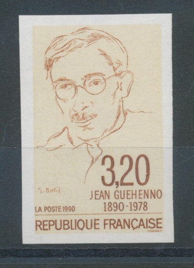1990 France N°2641a 3f.20 brun sur crème Non dentelé Neuf luxe** COTE 15€ D2951