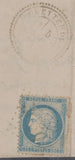 1871 Lettre N°60A 25c bleu GC3059+C.Perlé QUETTEHOU MANCHE(48) E273