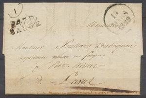 1829 Lettre en Port Payé P47P BAUGE MAINE&LOIRE TB. IND 13. F158