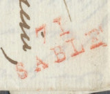 1811 Lettre Marque Linéaire 71 SABLE' 23x9 Rouge SARTHE(71) TB. F204