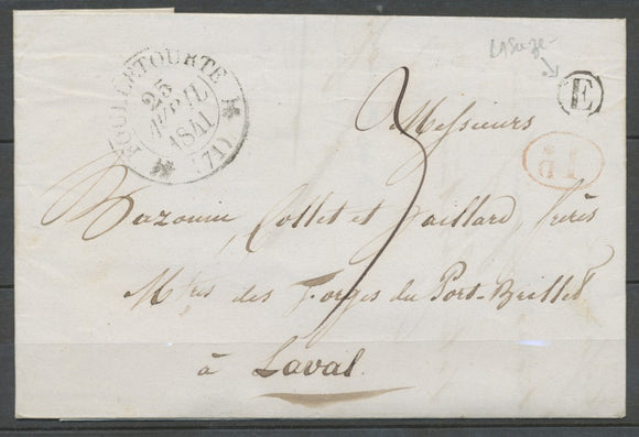 1841 Lettre CAD T12 FOUILLETOURTE + Boite rurale E F267