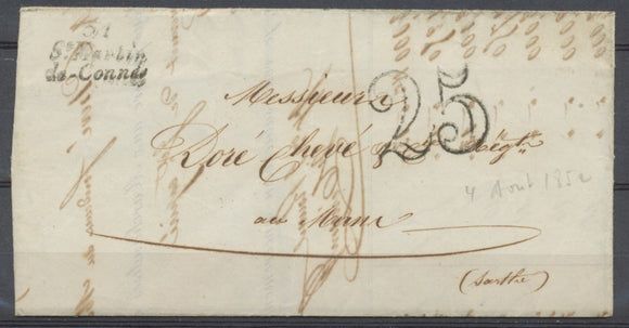 1852 Lettre cursive 51/St-Martin/de-Connée 22 mm MAYENNE(51) TB. F279
