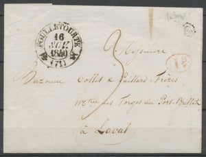 1840 Lettre CAD T12 FOUILLETOURTE + BR E La SUZE TB SARTHE(71) F319