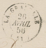 1856 Lettre CAD T15 LA GRAVELLE + CL rouge en local. MAYENNE(51) Superbe F329