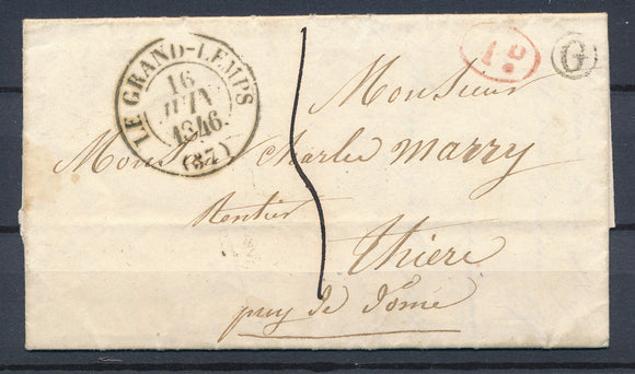 1846 Lettre CAD T13 LE GRAND LEMPS +BR G CHABONE ISERE(37) F342