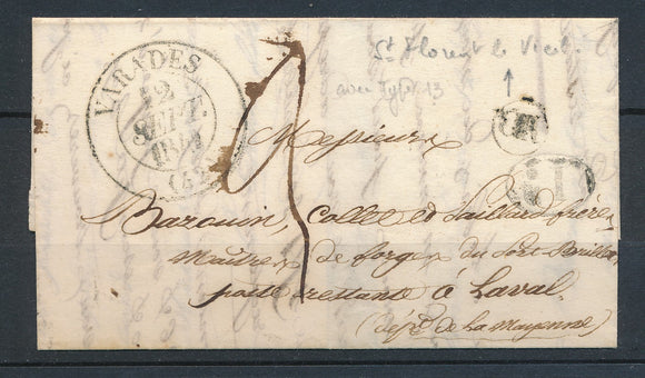 1841 Lettre CAD T13 VARADES +1d + OR LOIRE-INFERIEURE(42) TB. F345