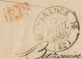 1840 Lettre CAD T13 VARADES en port payé PP rge LOIRE-INFERIEURE(42) TB. F386