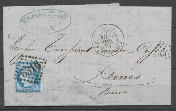 Lettre n°60B Type II GC 6316 Lyon Les Terreaux G2223