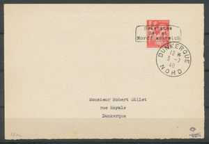 1940 Devant lettre Guerre Surcharge et càd DUNKERQUE N°5 Cote 750€ Signé H2012
