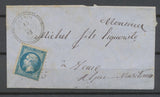 1863 Lettre N°22 Obl GC1041 càd T22 CLANZO Arrivée VENCE ALPES-MARITIMES H2024