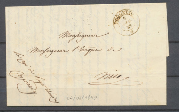 1849 Lettre en franchise du Curé càd Sarde POGGETTO Pour NIZZA TB H2052