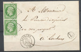 1861 enveloppe en local Paire N°12 5c vert PC 1773 LOUHANS(70) superbe H2588