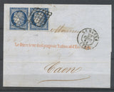 1851 Lettre Paire N°4a 25c bleu foncé Obl Grille + LE HAVRE superbe H2589