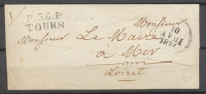 1831 Lettre Marque P36P TOURS 25x11mm  INDRE ET LOIRE (36) H2606