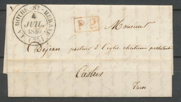 1840 Lettre CAD T14 LA MOTHE-St-HERAYE (75) DEUX SEVRES + PP Rouge H2615