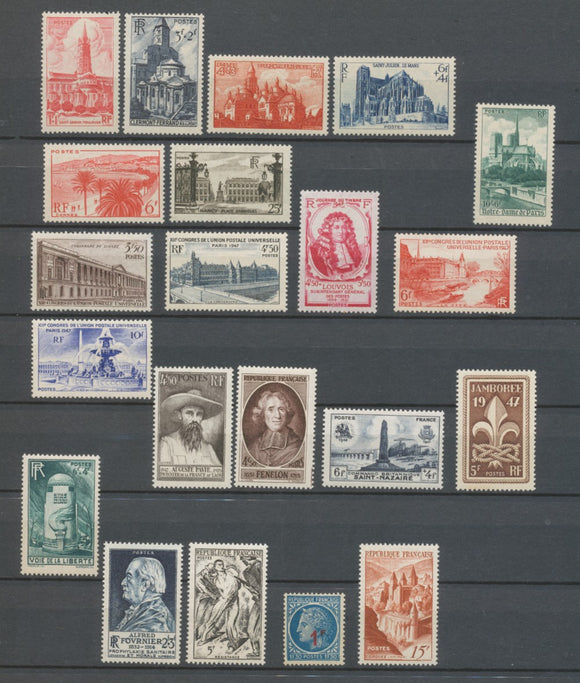 1947 France Année complète, 21 Timbres, N°772 à 792 Neuf luxe **. H3017