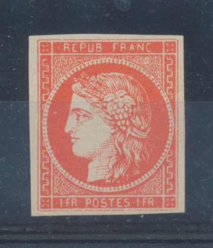 France FAC Simile du N°7 1F Vermillon. H3029